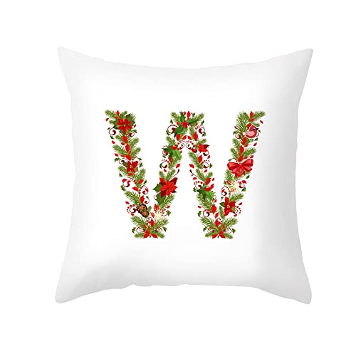 GYROHOME Fundas de almohada decorativas con elementos navideños florales y letras inglesas, 1 panel, funda de cojín de terciopelo suave de piel de guisante, protectores de almohada blancos para