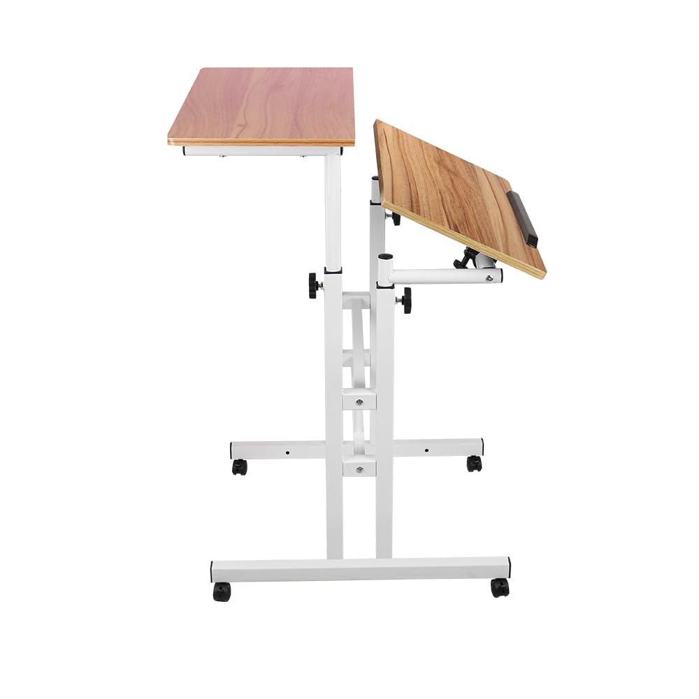 Bureau Informatique Réglable en Hauteur Table pour Ordinateur Portable avec Roulettes, Table pour PC Bureau Debout, M, 80 x 60 x 67-115cm, Noir