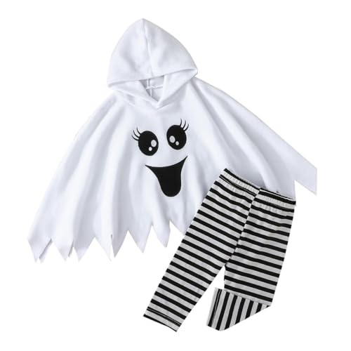 Toddler Baby Ghost Halloween Costume with Hooded Cloak Top and Black Pants