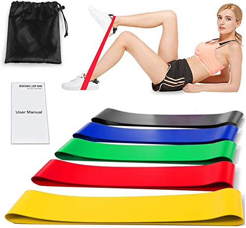 Resistance Bands and Sliders - Gliding Discs Core Sliders and Exercise Resistance Loop Bands, Set of 5 Natural Latex Workout Bands, Abdominal Exercise Equipment, Gym/Fitness/Stretch/Yoga/Pilates