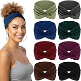 Kavya Haarband Damen Stirnband Breit - 8er Pack Elastische Rutschfest Kopftuch Weiches, Leopardenmuster und Boho Mehrfarbig, für Kosmetik, Yoga, Laufen, Sport Haarschmuck