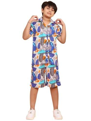Image of Ninos Dreams Boys Cotton Rayon Halfsleeves Coord Set with Shirt & Shorts /Boys Vacation wear /boys co ord set /Boys Tropical print Shirt & Shorts set /Boys Clothing Set