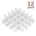 12 Pcs Plastic DIY Grid Drawer Divider Household Necessities Storage Thickening Housing Spacer Sub-Grid Finishing Shelves for Home Tidy Closet Stationary Socks Underwear Scarves Organizer (White)