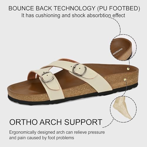 Image of Centrino Women's Berkin-Style Slip-On Sandals | Open Toe Design | Soft PU Footbed | Lightweight & Comfortable | Arch Support | On-Grip Sole | Casual Outdoor Wear (9224)