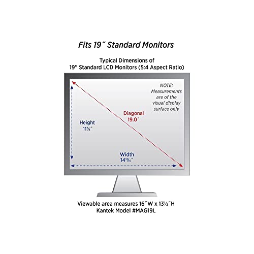 Image of Kantek MAXVIEW LCD Monitor Magnifier for 19-Inch Monitors (Measured Diagonally) (MAG19L), Black /Silver