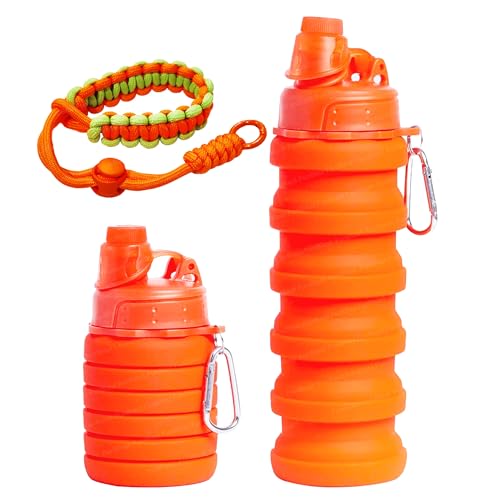 Image of FunBlast Silicone Sipper Bottle Bottle - 500 ML, Expandable Water Bottle for Home, Office, Gym, Trekking, BPA Free Food-Grade Collapsible Leak Proof Portable Travel Water Bottle (Orange)