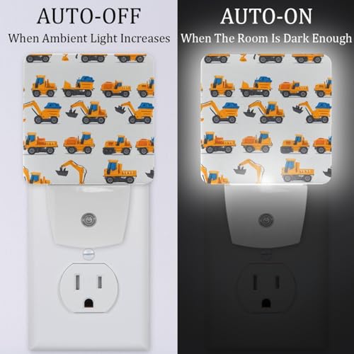 Image of NEWzone Tractor Construction Machines Night Light [2 Pack], Plug in Wall Led Night Lights Decor for Boys Girls Room, Dusk to Dawn Sensor Wall Lamp for Stairway /Bedroom /Kitchen /Nursery Room