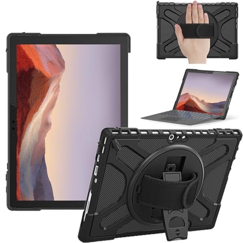 Funda Surface Pro 7 resistente con soporte giratorio 360 y correa funcional 4