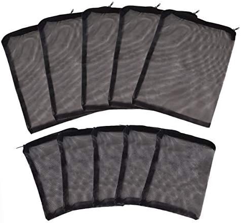 Baitaihem 20 Pcs Aquarium Filter Media Bags Zipper Nylon Mesh Bag for Fish Tank Activated Carbon, Charcoal, Black