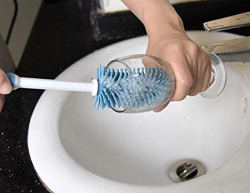 Silicone Bottle Cleaning Brush, 14" Long Handle Water Bottles Cleaner For Baby Bottles, Sports Bottle, Vase, Glassware, And Smaller Diameter Bottle Openings #TOP3