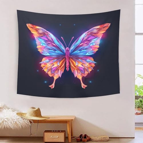 Effet tapisserie papillons 3D pour habiller un grand mur vide de chambre avec un tissu 180x230