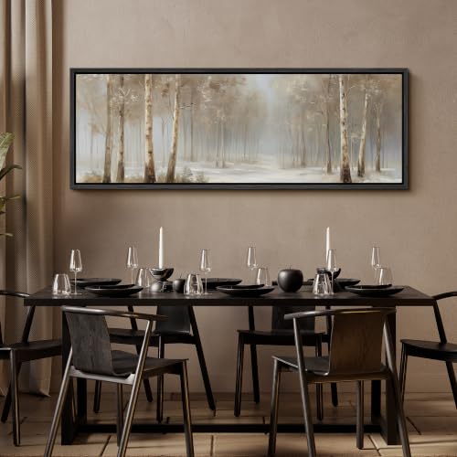 Image of MUDECOR Large Framed Canvas Print Wall Art Snow Birch for Living Room