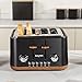 Salter EK5823BLK Toronto 4-Slice Toaster – Wide Slots, 6 Browning Levels, Removable Crumb Tray, Defrost, Reheat, Cancel, Self-Centring Function, High-Lift Eject, 1630 W, Wood Effect/Black, Plastic