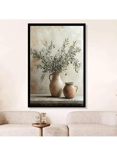 Toile branches d'olivier grand format 80x120 cm pour habiller un mur vide