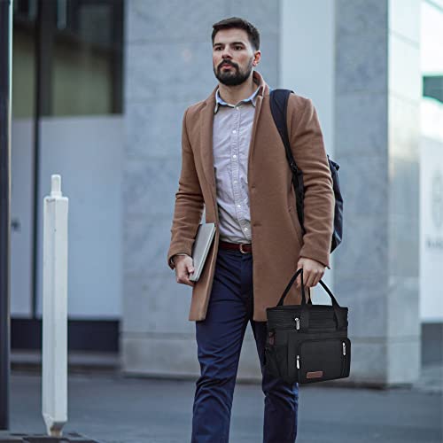 Miycoo Lunch Bag & Lunch Box For Men Women Double Deck - Leakproof Insulated Soft Large Adult Lunch Cooler Bag For Work, (Black,15L) #TOP4