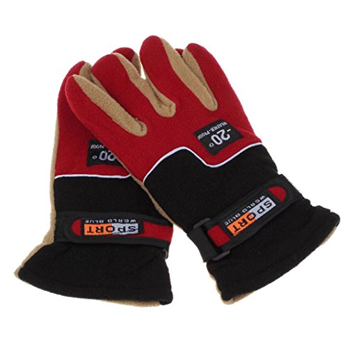 Tongshi® Hommes Coupe-Vent Thermiques Gants d'hiver Moto Ski Snowboard Neige (Rouge)