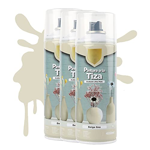 H HANSEL HOME Pintura Spray a la Tiza Color Pastel Acabado Ultra Mate - Beige Lino 400ml x 3