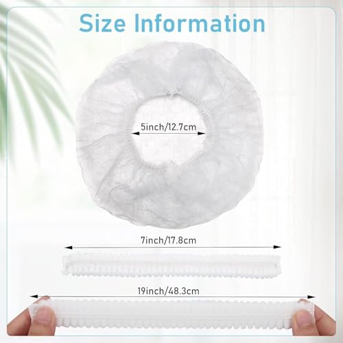 Image of KAUSTA Disposable Bouffant caps /Surgical Caps /Cooking Caps /Surgical Head Caps /Non Woven Head Caps, Pack Of 100pcs (18 inch) Medical Use Disposable Bouffant Caps Stretchable Hair Cover / Hair Net (White)