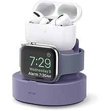 elago 2 in 1 Charging Station for Apple Products, Designed for AirPods, AirPods Pro, iPhone, Apple Watch [Cables Required-NOT Included] Lavender Grey