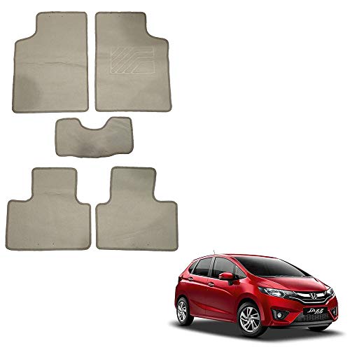 Oshotto/Matcon Carpet Foot mat Compatible with Honda Jazz (Set of 5, Beige)