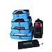 GreEco 4 Pcs Packing Cubes Plus 1 Pc Laundry Bag and 1 Pc Shoe Bag Aqua Blue