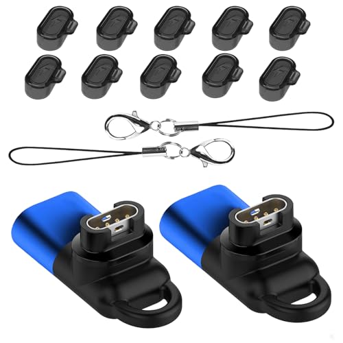 Garmin(ガーミン)用変換アダプター【2個】L型 Type-C対応 + 防塵プラグ 充電ポート用(10個)TPU素材 +紛失防止ストラップ【2個】Garmin変換マイクロ 急速充電 usbタイプc変換アダプター 適合vivosmart5/ForeAth