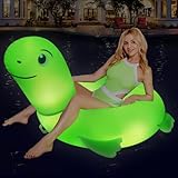 Inflatable Pool Floats Adult Swim Tubes Rings with Lights, Solar Light up 42' Huge Turtle Pool Floats for Adult Floaty Rings Pool Float Raft, Lake Pool Tubes Floaties for Beach Pool Party Decor