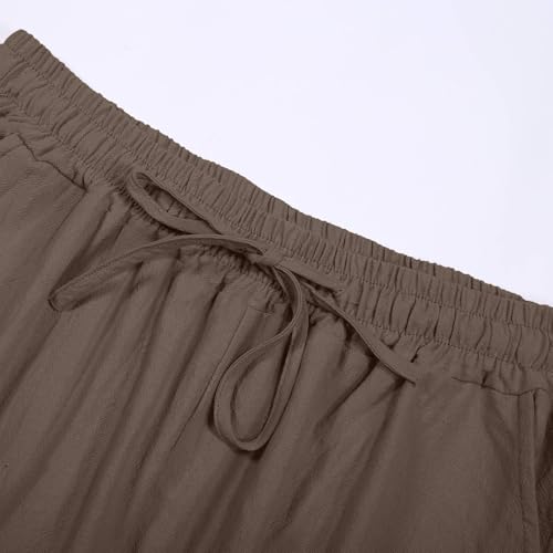 Pantalon de jogging ample en lin avec poches et taille élastique