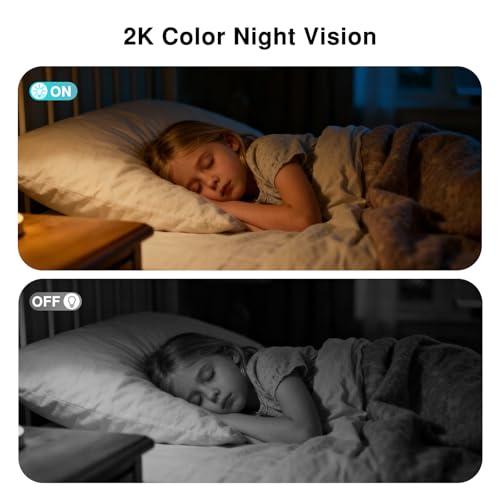 Image of Long Battery Life Indoor Cameras Wireless for Home Security, House Camera Battery Powered, 360Pan Tilt Viewing, 2.4Ghz 2K Tiny WiFi Cameras, 2 Way Talk, Color Night Vision, AI Motion Detection