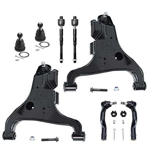 Image of Detroit Axle - 8pc Front End Control Arms Kit for Infiniti QX56 | Nissan Pathfinder Armada Titan, 2 Lower Control Arms w /Ball Joint 4 Tie Rods 2 Upper Ball Joints Replacement