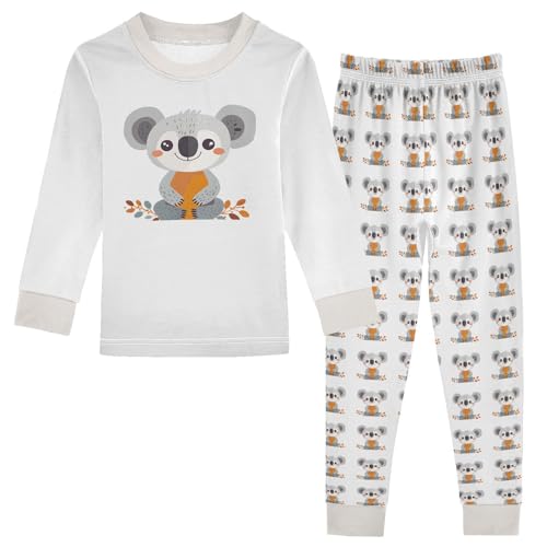 Cartoon Pajamas Set Cute Koala Long Sleeve PJs Cotton Jammies Sleepwear Top and Pants