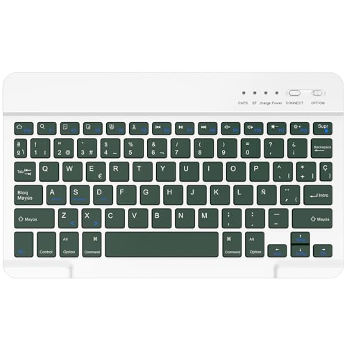 BQSS Teclado Español Ñ Bluetooth, Light Teclado Inalámbrico Portátil, para Tablet, iPad, iPad Air, iPad Pro, iPad Mini, iOS, Android y Windows