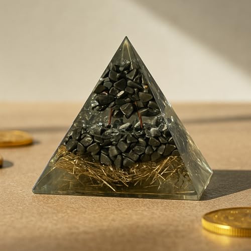 Image of Astrotalk Pyrite Money Magnet Pyramid | Pyrite Stone Infused Vastu Pyramid for Wealth & Abundance | Vastu Items for Home & Office | Attracts Prosperity, Success & Positive Energy
