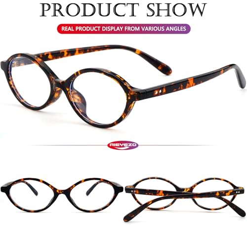 Image of AIEYEZO Small Oval Blue Light Glasses for Women Fashion Retro TR90 Oval Frames Computer Screen Glasses (Tortoise)