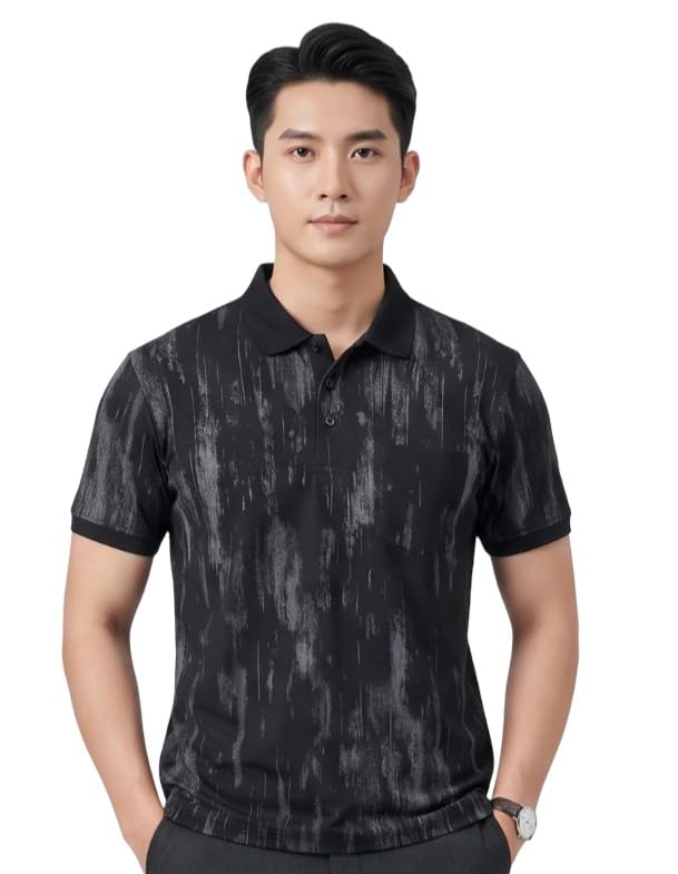 Men’s Textured Polo T-Shirt | Casual Collar Neck Half Sleeve Regular Fit Tee with Chest Pocket | Stylish Everyday Wear Polo T-Shirt for Men-picture-42