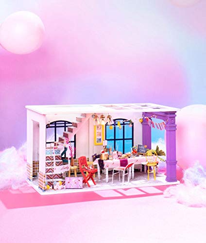 Hands Craft Diy Miniature Dollhouse Kit – Party Time Stackable 3D Model Tiny House Building With Led Lights Wood Prefabricated Pieces Puzzle 1:24 Scale Crafts For Adults And Teens #TOP2