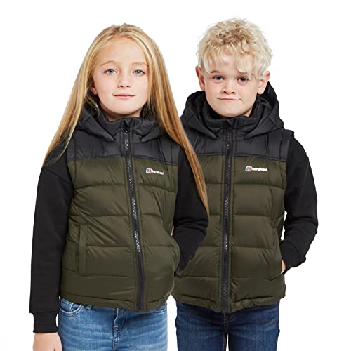 Berghaus Kid’s Burham Gilet with Hood & 2 Pockets, Water-resistant & Durable Ripstop Fabric, Lightweight & Insulated Bodywarmer for Boys & Girls (UK, Age, 11 Years, 12 Years, Regular, Khaki)