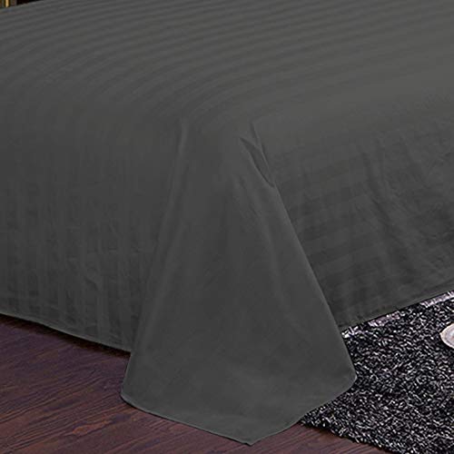 Image of (1 Flat Sheet Only,Elephant Grey Stripe , Expanded Queen) 100% Egyptian Cotton Luxurious 600 Thread Count