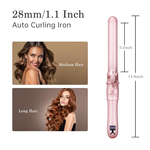 Generic CURLING-001 Rotating Curling Iron - 28Mm/1.1 Inch Automatic Curling Iron,Multi-Setting Temperature Waves Curler,30S Fast Heating thumb #5
