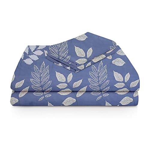 Image of HOMEKART Prime Collection Microfiber Double Bed Bedsheet with 2 Pillow Covers | Soft, Wrinkle-Free & Breathable | 164 TC Floral Printed Bed Sheet Set (Blue, 90x88 Inches)
