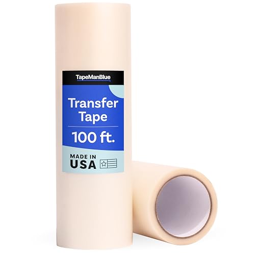 TapeManBlue Clear Transfer Tape for Vinyl - 12' x 100' Roll, Made in USA, Premium Vinyl Transfer...