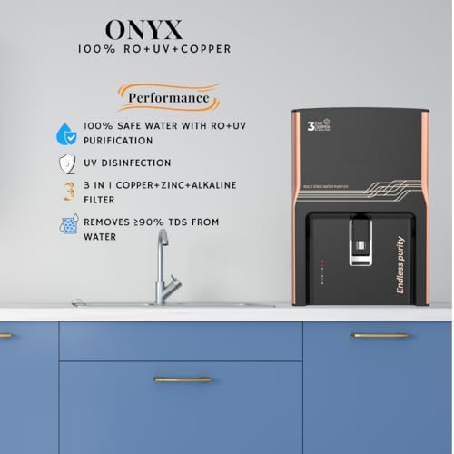 Image of AQUAULTRA Multi-Stage RO+UV+Trio Copper+Zinc+Alkaline Water Purifier for Home | 9L Transparent Tank | ISI Certified RO Water Purifier Filter | 13-15 LPH | For Modular & Smart Kitchens