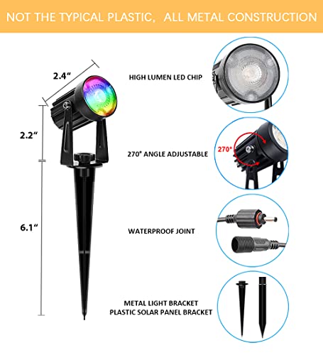Solar Spot Lights Outdoor Color Changing, 2 Colors Modes Solar Landscape Lighting Rgb Spotlights Waterproof 2-In-1 Wall Lamp For Patio, Pathway, Yard, Garden, Holiday Decoration (Multi-Color) #TOP4
