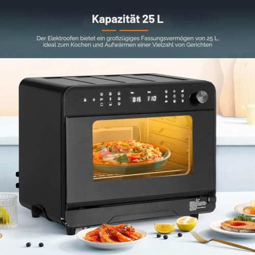 Avilia Dampfgarer mit integrierter Luftfritteuse 25 l, ideal zum Dampfgaren, Frittieren mit Luft, Rösten, Auftauen, Fermentieren von LCD-Display