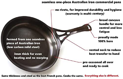 AUS-ION Skillet, 7" (18cm), Smooth Finish, 100% Made in Sydney, 3mm Australian Iron, Professional Grade Cookware 4 Gallery Image