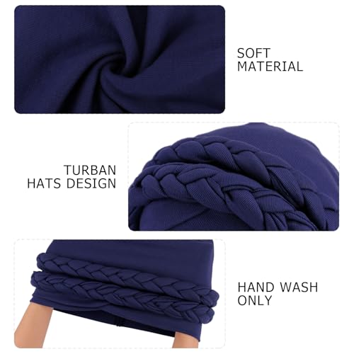 Image of DRESHOW African Women Turban Caps Beanie Twist Headscarf Pre-Tied Double Twisted Braids Headwraps for Women Chemo Cancer Cap