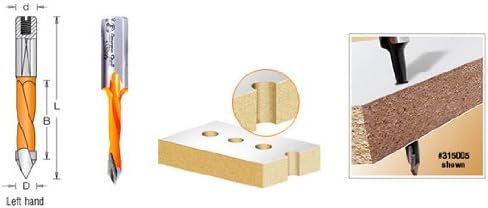Amana Tool - 415090 Carbide Tipped Through-Hole Boring Bit L/H 9mm Dia x 77mm Long x 10mm