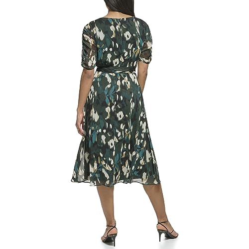 Image of DKNY womens 3 /4th Sleeve Faux Wrap Dress