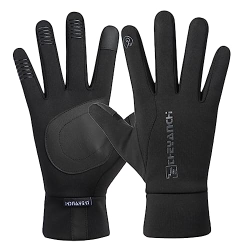 Yardwe 1pair Winter Cycling Gloves Windproof Touchscreen Gloves for Outdoor Riding Non-Slip All-Finger Design for Mountain and Road Biking Black