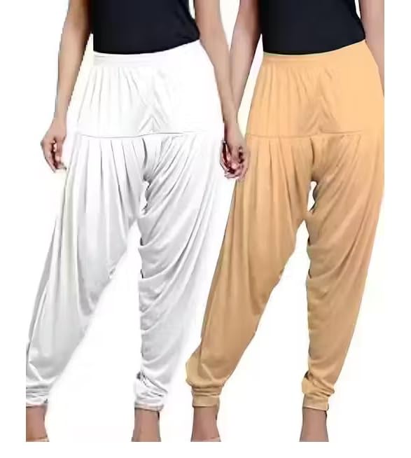 vee ess Ultra Soft Material Viscose Rayon Solid Attractive Pleated Pattern Casual wear Patiala Pants for Womens Combo 2-picture-31